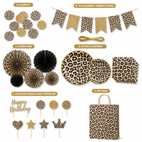 Ensemble de vaisselle jetable en papier à imprimé léopard pour fête d'anniversaire, décoration de table sur le thème de la jungle animale pour enterrement de vie de jeune fille