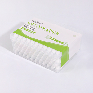 Coton-tige à tête de <span class=keywords><strong>gourde</strong></span> biodégradable à double pointe 55Pcs OEM Stick Coton-tiges avec boîte plate - Product Image 6
