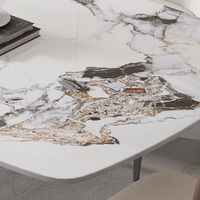 Ensemble de table à manger contemporaine en marbre avec chaises pour la maison, le restaurant, l'hôtel, le café, le bureau, l'appartement, la cuisine, le salon, meubles