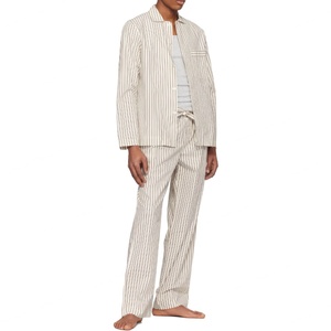 Camisa Nueva al por Mayor para Hombre, Ligera, de Popelina de Algodón, Manga Larga, Estilo Pijama, Retro Americana, Casual, a Rayas - Product Image 5