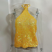 Débardeur à paillettes pour femmes Night Club Ladies Sexy Sequins Top Camisole