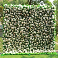 Décoration murale florale de scène de mariage en tissu de soie artificielle haute simulation QIHAO, feuilles de roses blanches, vente en gros