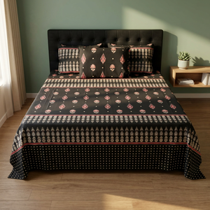 Parure de lit imprimée ethnique, couvre-lit matelassé, housses d'oreiller, motif floral éléphant, taille 110 x 110 pour chambre à coucher - Product Image 2
