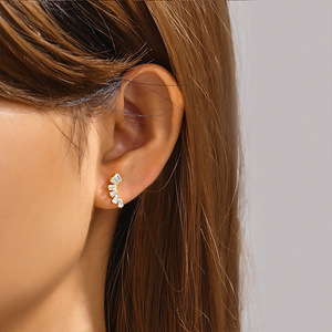 Pendientes de cartílago de plata de ley con circonita chapados en rodio de moda para mujer, con parte trasera plana, para piercing de hélice, concha y tragus, joyería, pequeño regalo - Product Image 5