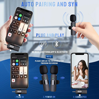 Microfono Lavalier Wireless 3 in 1 a Doppio Bavero per iPhone, Android, Fotocamera, Interviste, Live Streaming, YouTube, TikTok