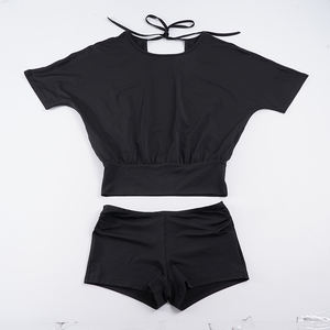 Ensemble 2 pièces sexy pour femme : crop top dos nu à nouer avec manches chauve-souris et short taille haute, noir, idéal pour les soirées estivales - Product Image 6