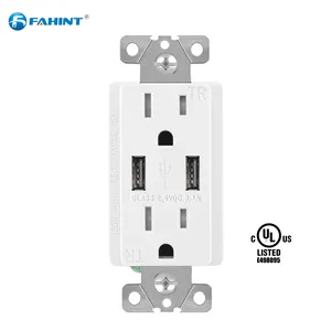 FTR15-3100 American Dual Wall USB Socket Receptacle With High Speed USB Charger USB Socket For Sofa In White Color