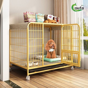 OUFA Cage pour animaux de compagnie en métal à <span class=keywords><strong>double</strong></span> porte de grande taille Cage pour chien pliable en métal - Product Image 1