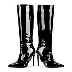WETKISS <span class=keywords><strong>Bottes</strong></span> longues à talon aiguille noires sexy pour femmes, avec large ceinture à boucle à la cheville, style urbain, vente en gros 2026 - Product Image 3