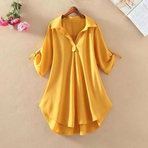 Women's Regular Fit Casual Vintage Chiffon Plus Size Autumn Spring Blouse Stand Collar <b>Raglan</b> Sleeve Quick Dry Nylon Front Logo - Product Image 3