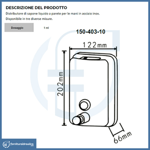 Dispenser di Sapone a Muro in Acciaio Inox Moderno da 1,0 Litri per Bagno di Casa e Hotel, Capacità 500ml - Product Image 2