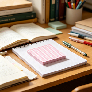 Pink Checkered Memo Pad 3x3 Inch Colorful Sticky <b>Notes</b> for Students and Office Use - Product Image 4