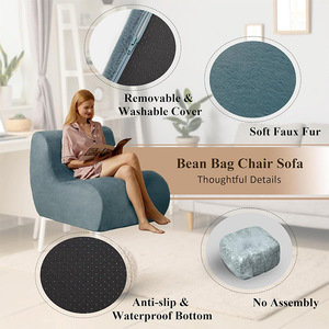 Bean Bag Chair <b>Sofa</b> Soft Faux Fur Removable Washable Cover No Assembly Anti Slip Bottom - Product Image 1