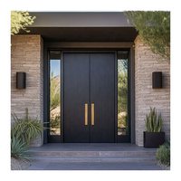Porte d'entrée principale en bois à double vitrage moderne, en aluminium, sécurisée, résidentielle pour villa et maison
