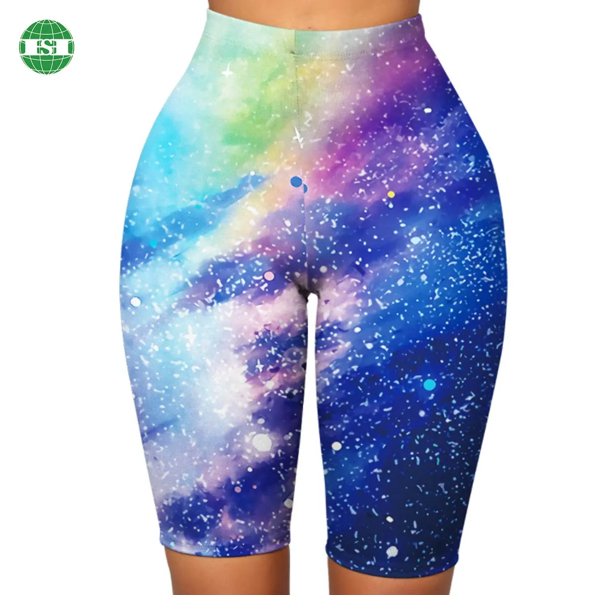 Custom galaxy shorts legging 4 way stretch space short tights sublimation
