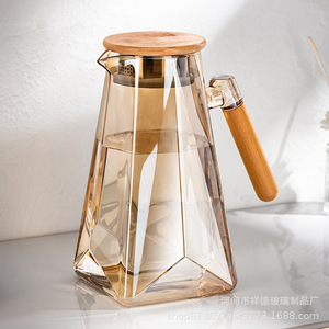 Hervidor de agua con forma de estrella de tres puntas, hervidor de agua fría de madera de nogal, hervidor de agua fría y hervida para el hogar de vidrio de borosilicato alto - Product Image 2