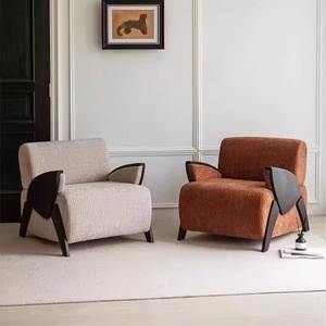 Nordic Modern Single Sofa <b>Chair</b> Green Velvet Living Room <b>Chair</b> <b>With</b> Wooden <b>Arms</b> For Home Lounge Use - Product Image 2