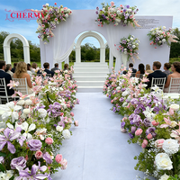 CM-TW006 meilleure vente rose violet arrangement floral soie fleur artificielle toile de fond pour la décoration de fête de mariage