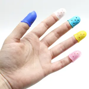 ColorfulFingertip karet silikon antiselip pelindung jari penutup jempol melindungi ujung jari Anda