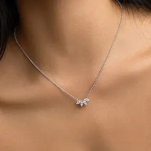 Fashionable 925 Sterling Silver Simple Marquise Zircon Pendant 18k Gold Plated Women's Necklace Jewelry