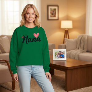 Sweat-shirt décontracté en tricot pour femme Heart Nana avec imprimé Love, col rond, manches longues, 100% polyester, vêtement d'automne - Product Image 2