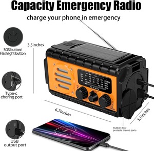 Cross-Border New Outdoor Portable Emergency Radio with LED Lighting Hand-Cranked Solar Charging <b>Flashlight</b> for Weather Alerts - Product Image 2