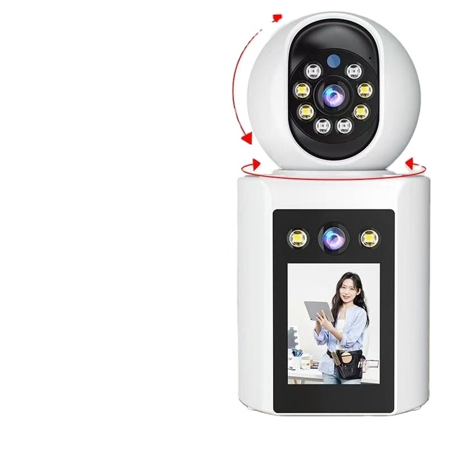 Dual-Lens Dual-View Monitor Video Wi-Fi Phone Remote HD Intercom Surveillance Camera 360 Panoramic View Night