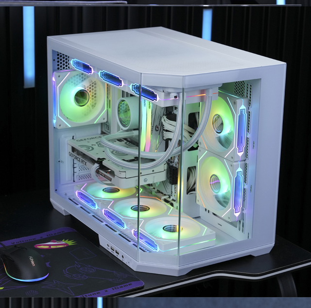 White Gaming Pc Chassis ATX MATX Computer Case Full Tower Transparent Cabinet Pc Case with RGB Cooler Fan for Desktop