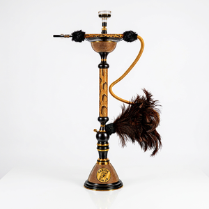 Cachimba de Lujo Golden Serpent Crocodylia Noir, Obra Maestra con Técnica de Lacado, Decoración de Plumas de Avestruz, Premium Egipcio - Product Image 1