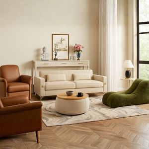 Contemporary Modern Living Room Furniture Set Comfortable Fabric <b>Sofa</b> Swivel Chair & Console <b>Table</b> with Storage - Product Image 2