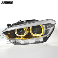 Phares LED JUSHUN pour BMW Série 1 F20 2015-2018, mise à niveau avec DRL jaunes et blancs, phares à double lentille convertibles