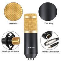 Microphone à condensateur cardioïde BM 800, filaire, connecteur XLR, construction en métal et plastique, bras antichoc, support en ciseaux, filtre anti-pop