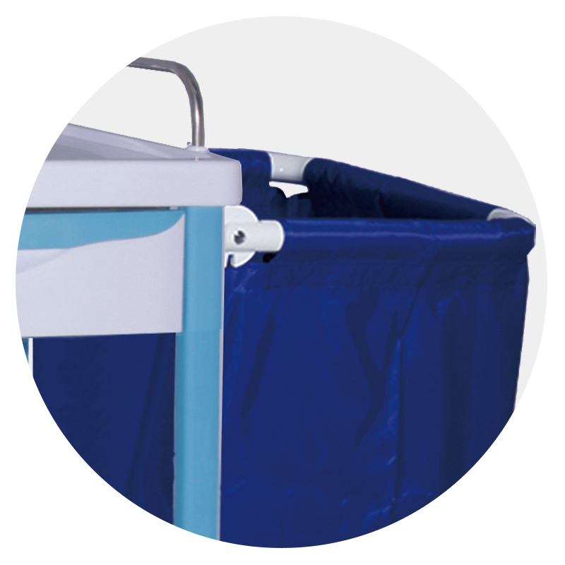 MN-LT006 Hospital Furniture Medical ABS Linen Cart With Dustbin