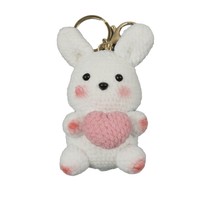 Nouveau porte-clés lapin tissé à la main, breloque lapin en fil mélangé crocheté, accessoire de sac super mignon, breloques à suspendre