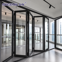ROGENILAN Moderne Aluminium-Akkordeon-Falttüren mit Doppelverglasung für Außenbereiche und Villen