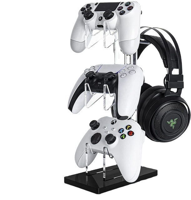 Universal 3-Tier Eco-Friendly Acrylic Modern Display Controller Stand for PS4 PS5 Xbox ONE Switch Gaming Accessories Headset