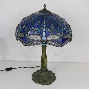 LongHuiJing Tiffany Style Table Lamp Blue Dragonfly Design Antique Handmade 16Inch Lampshade Suitable for Living Room Bedroom - Product Image 5