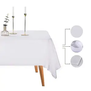 高品質60X102インチ長方形ウォッシャブルポリエステルホワイトパーティーウェディングテーブルクロステーブルクロス