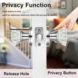 विंटेज क्रोम रोसेट नॉब इंटीरियर गोपनीयता बेडरूम लॉक कीलेस क्रिस्टल ग्लास नॉब दरवाजे - Product Image 5