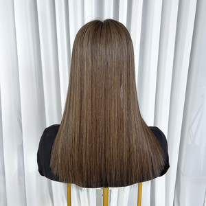 Topper de Cabello Humano Ruso Virgen de Alta Densidad de 5''x5'' con Base Mono y Clips de PU, Color Balayage Marrón con Mechas, para Mujer - Product Image 4