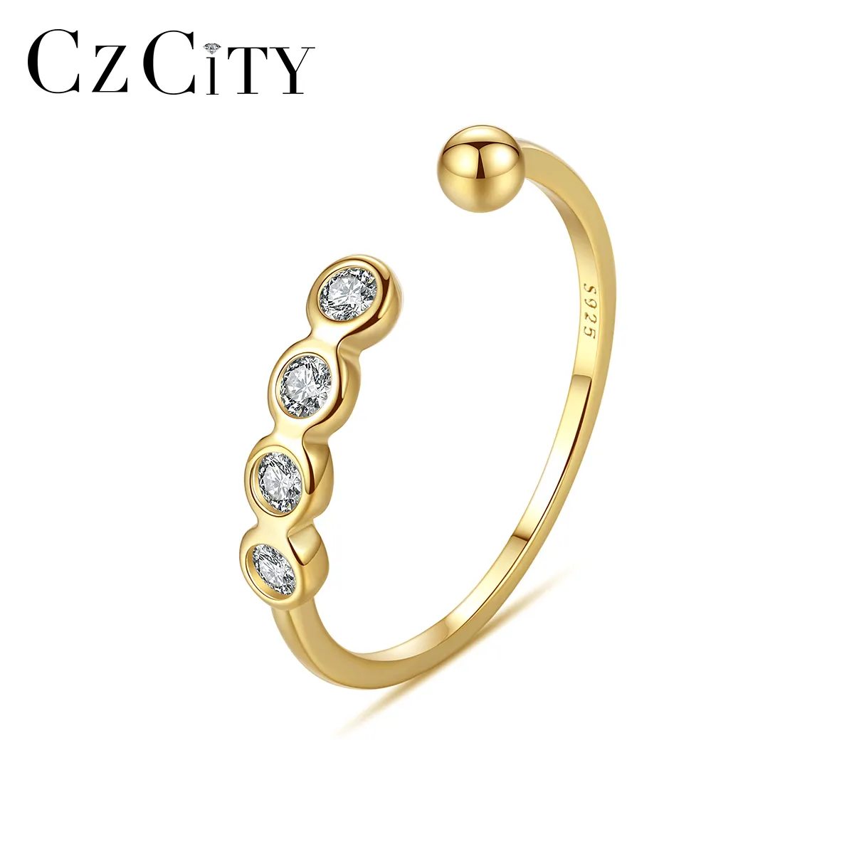 CZCITY Charm regalo fidanzamento diamante oro bianco nuovi gioielli alla moda gioielli messicani anello a fascia in argento
