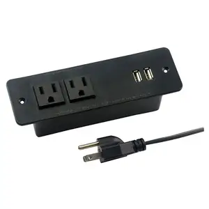 OSWELL USA/US/American furniture flush mounted power outlet to USB 2 socket to power strip outlet adapter for headboard