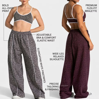 Ensemble de vêtements de sport pour femmes imprimé léopard, soutien-gorge et pantalon de survêtement ample à jambes larges, ensemble deux pièces pour la gym, le yoga, le jogging