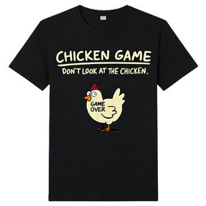 T-shirt « Chicken Game Don't Look at the Chicken » – T-shirt humoristique interactif pour <span class=keywords><strong>farces</strong></span>, motif animalier original, haut décontracté en coton à manches <span class=keywords><strong>courtes</strong></span>, style streetwear, coupe oversize - Product Image 1
