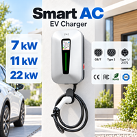 Borne de recharge murale pour VE 7kW 11kW 22kW 32A Type 2 avec application, RFID, Plug & Charge, certifiée UL, pour usage résidentiel et commercial, fournisseur OEM