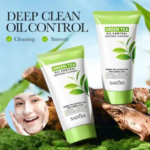 OEM SADOER té verde suave limpieza control de aceite humedad hierbas cuidado de la piel blanqueamiento limpiador facial