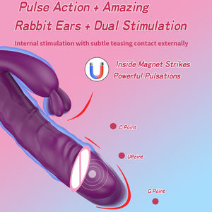 女性用ディルドバイブレーターセックスおもちゃ,ウサギGスポットシリコーンクリタラルバニー刺激器女性カップル大人のおもちゃ - Product Image 2