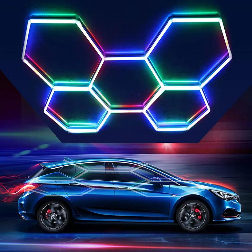 Etop Energy Saving Customizable RGB Color Changing 5 Grid Hexagonal LED Work Light for Gym Game Room Ceiling Lights