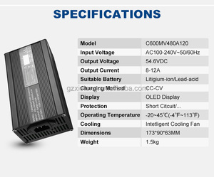 เครื่องชาร์จแบตเตอรี่ลิเธียม 48V คุณภาพสูง 60V10A เครื่องชาร์จแบตเตอรี่ลิเธียมแบบอัตโนมัติ 54.6V12A สำหรับรถจักรยานยนต์ไฟฟ้า - Product Image 2