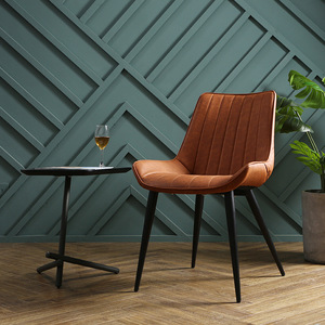 北欧モダン高級レストランキッチンチェアイタリアンブラックPUレザーメタル脚現代ダイニングルーム家庭用家具 - Product Image 4